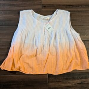 NWT Free People White and Orange Sleeveless Top With Tags